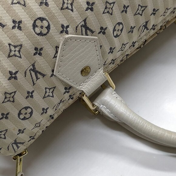 Authentic Louis Vuitton Speedy 30 White Monogram Mini lin Hand Bag mn840-112925 - Picture 9 of 16